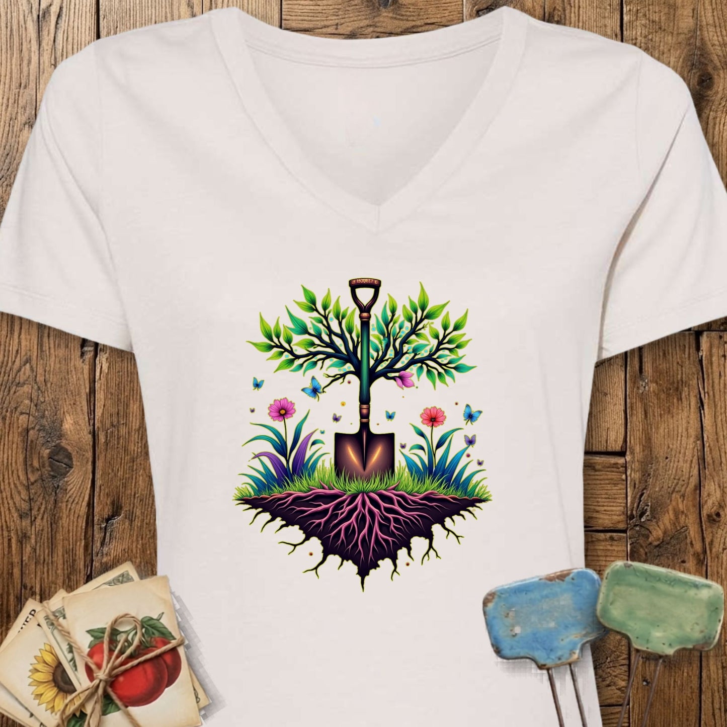 Printify T-Shirt Heather Dust / S Roots of Growth V-Neck
