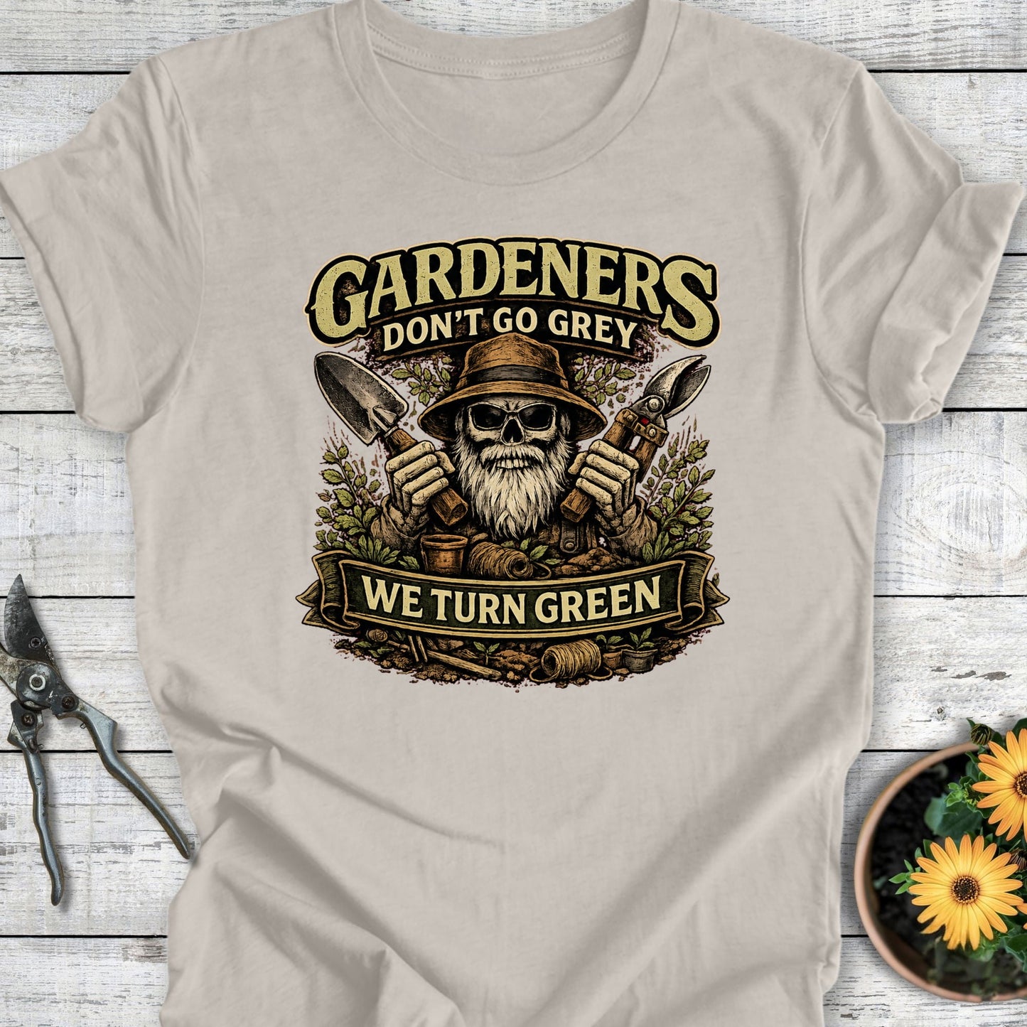 Printify T-Shirt Heather Dust / S We Turn Green T-Shirt