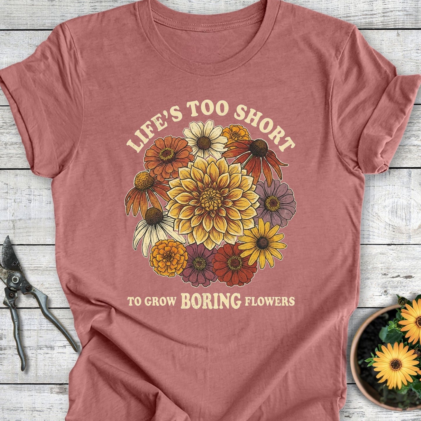 Printify T-Shirt Heather Mauve / S Boring Flowers T-Shirt