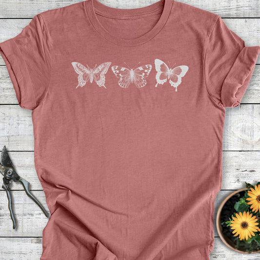 Printify T-Shirt Heather Mauve / S Butterfly Trio T-Shirt