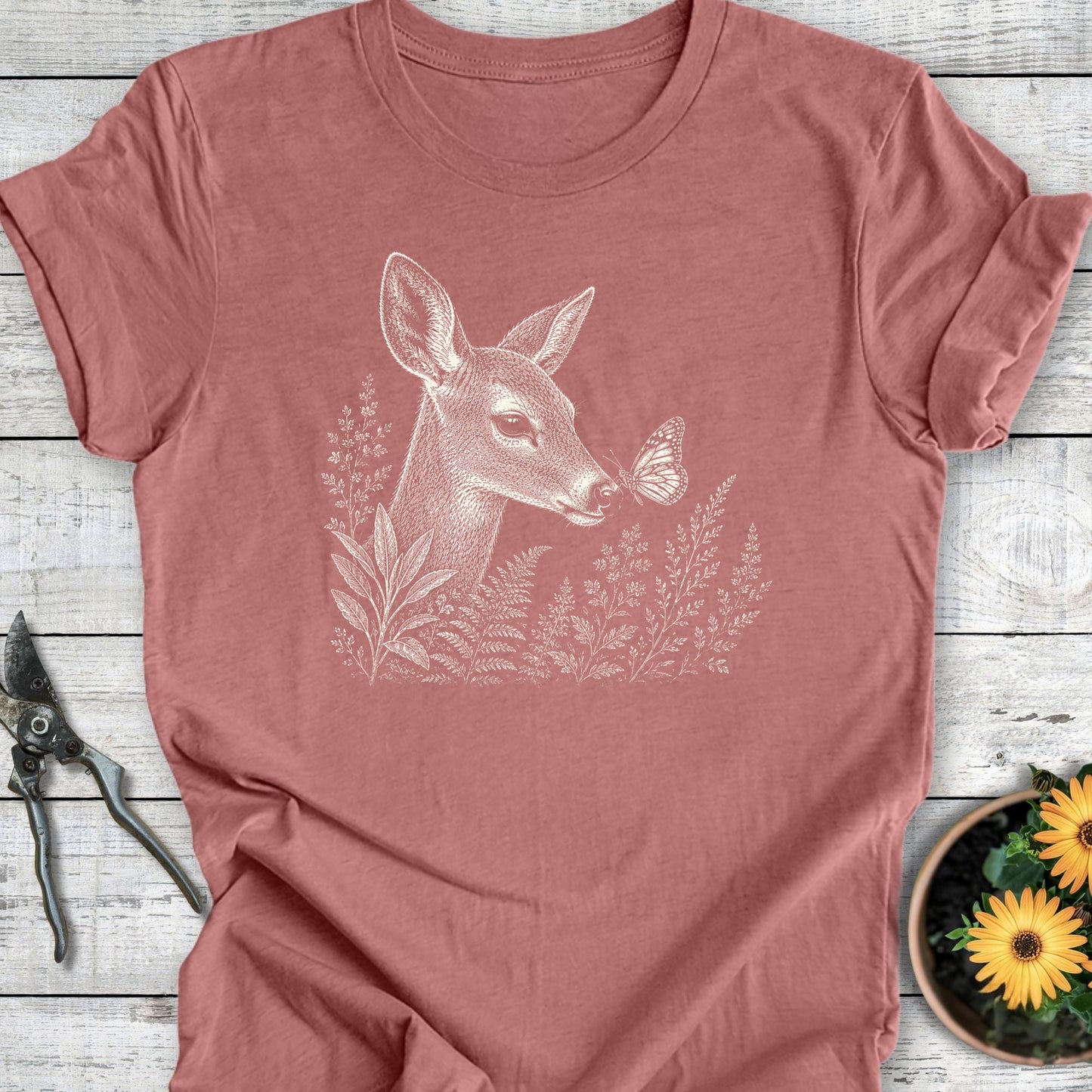 Printify T-Shirt Heather Mauve / S Butterfly Visitor T-Shirt