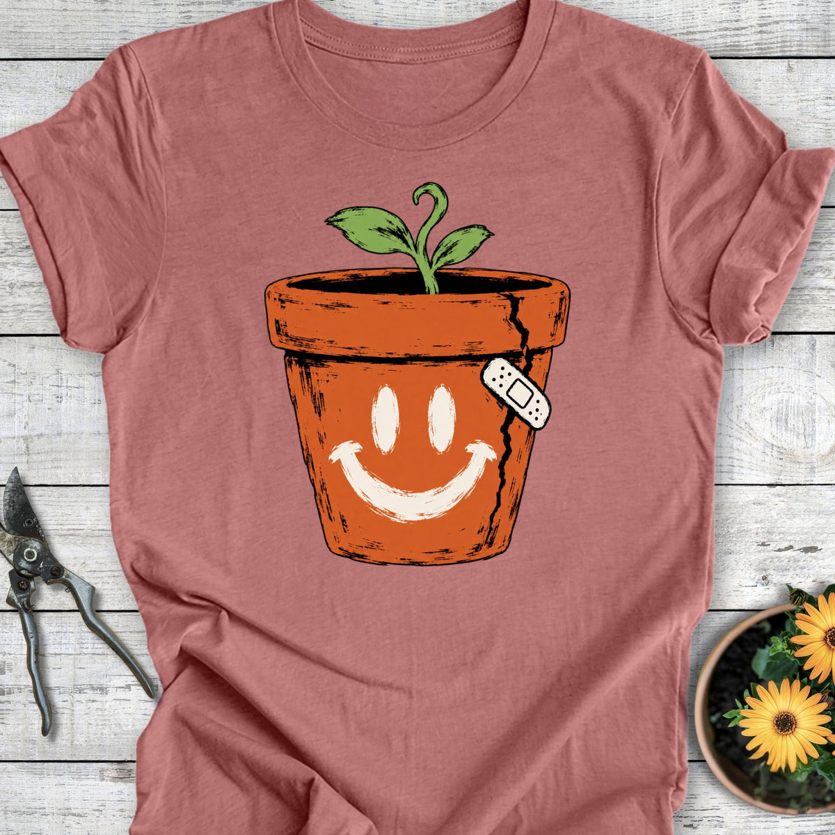 Printify T-Shirt Heather Mauve / S Cracked But Happy T-Shirt