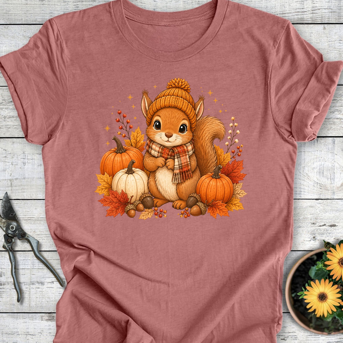 Printify T-Shirt Heather Mauve / S Fall Squirrel T-Shirt