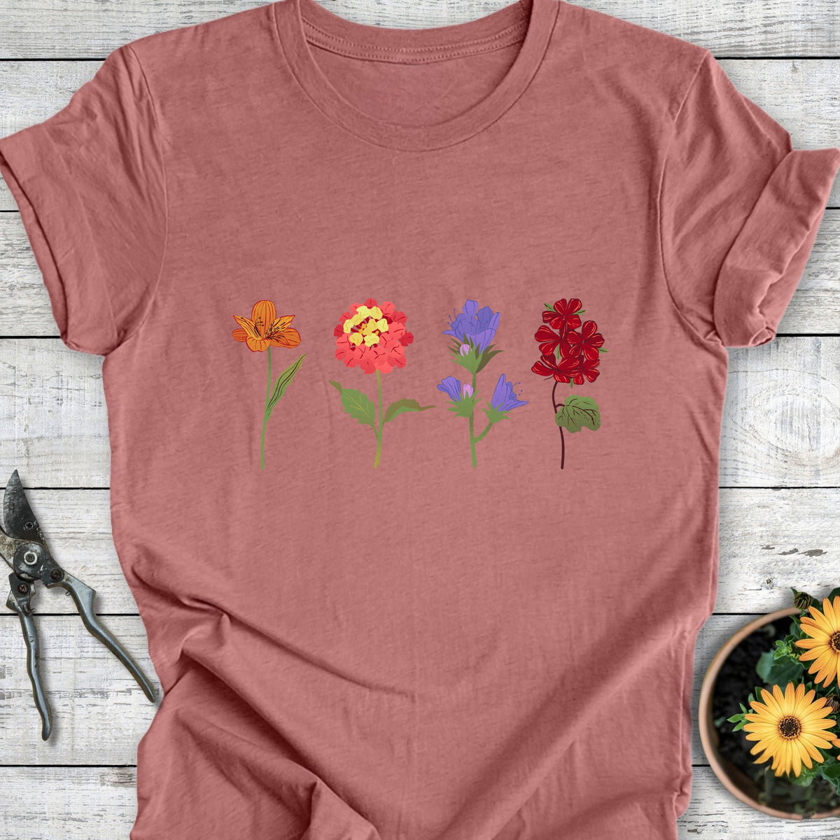 Printify T-Shirt Heather Mauve / S Garden Bouquet T-Shirt