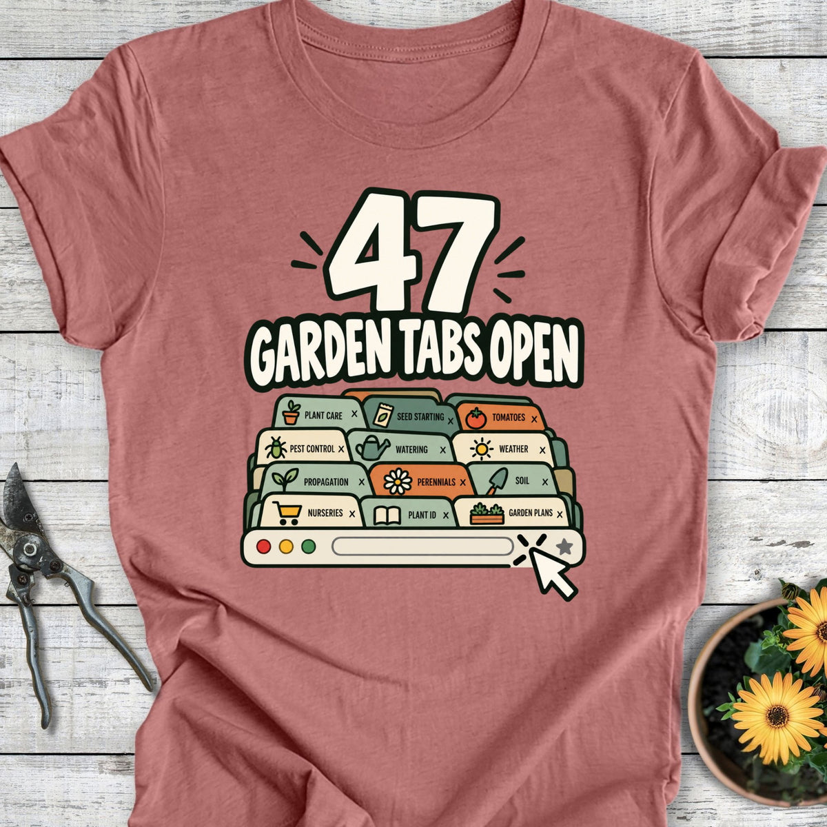 Printify T-Shirt Heather Mauve / S Garden Tabs T-Shirt