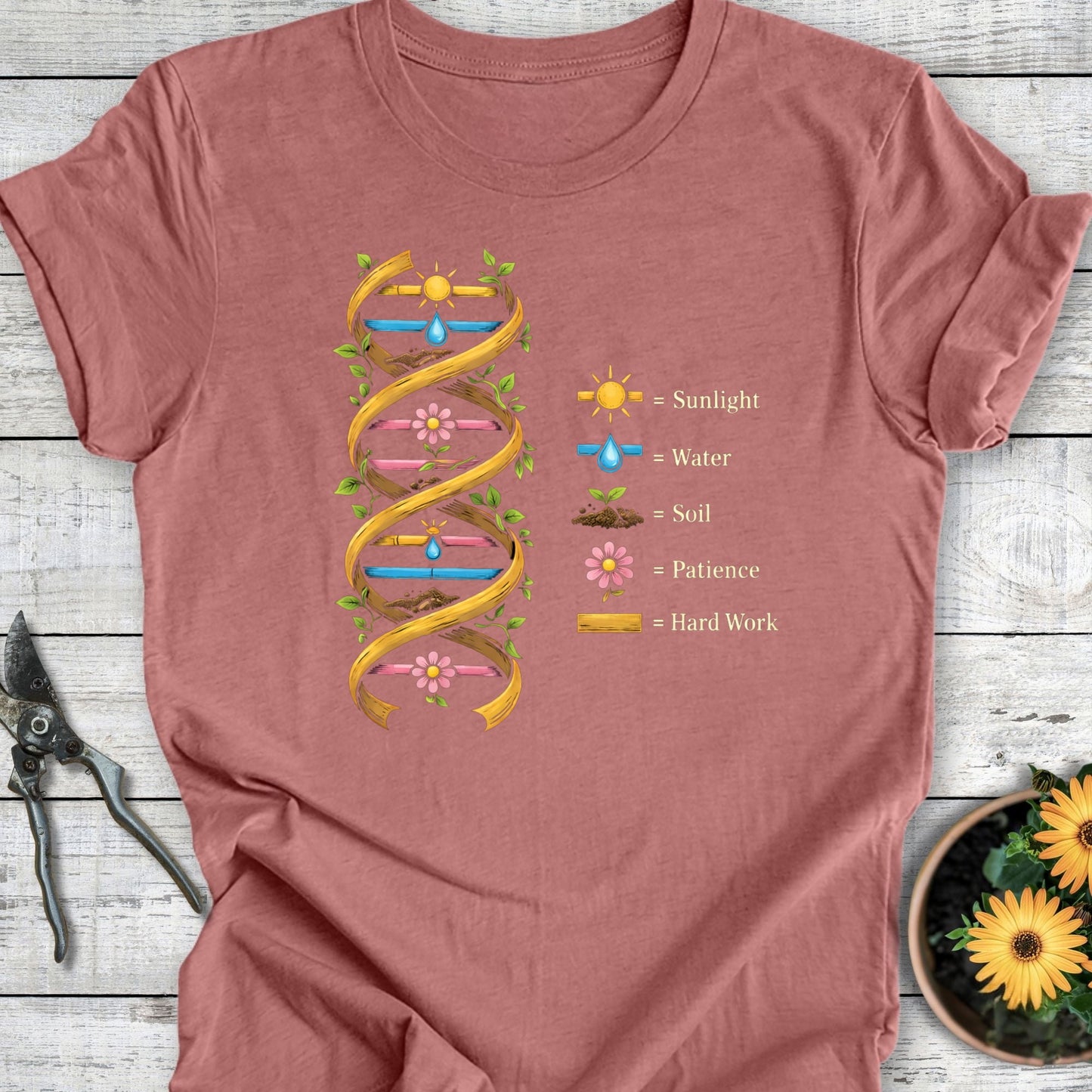 Printify T-Shirt Heather Mauve / S Gardening DNA T-Shirt