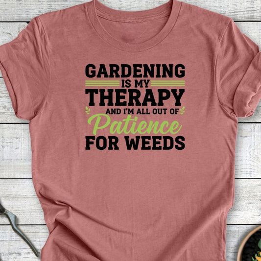 Printify T-Shirt Heather Mauve / S Gardening Therapy Patience T-Shirt
