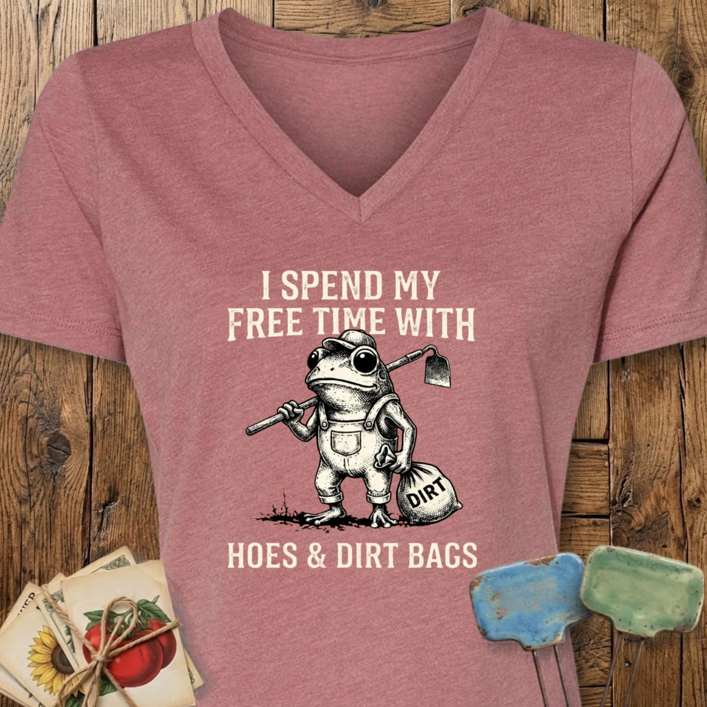 Printify T-Shirt Heather Mauve / S Hoes & Dirt Bags V-Neck