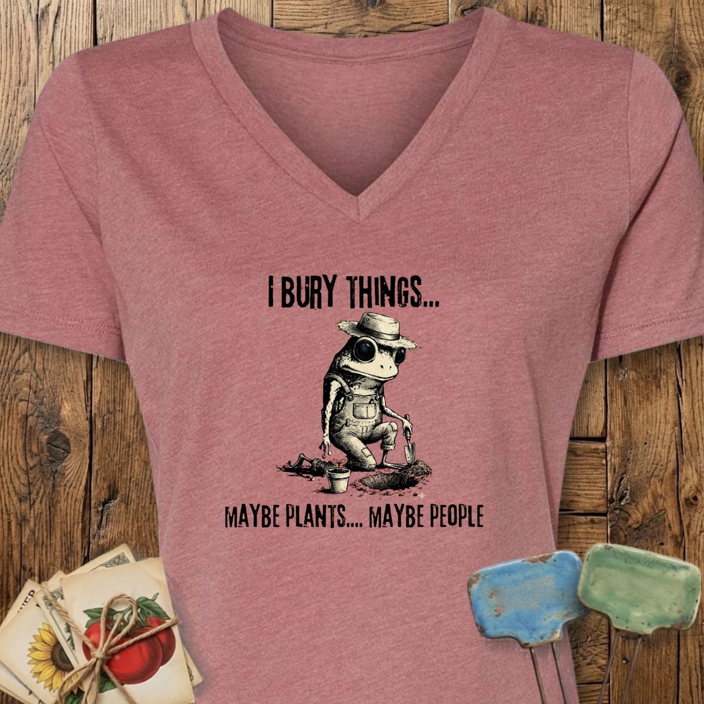Printify T-Shirt Heather Mauve / S I Bury Things V-Neck