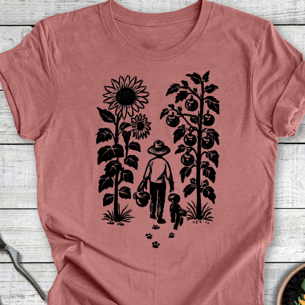 Printify T-Shirt Heather Mauve / S Into the Garden...