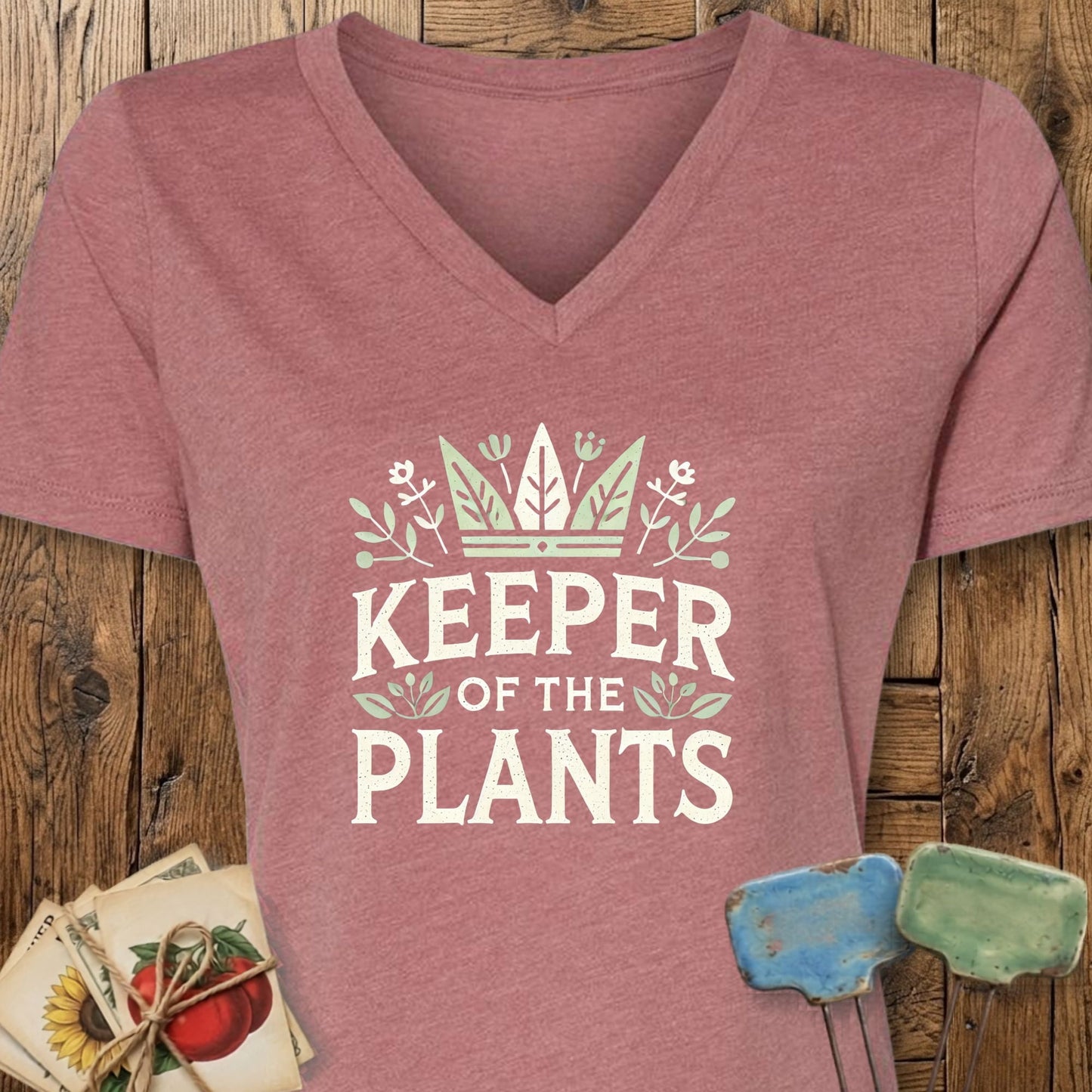 Printify T-Shirt Heather Mauve / S Keeper of the Plants V-Neck