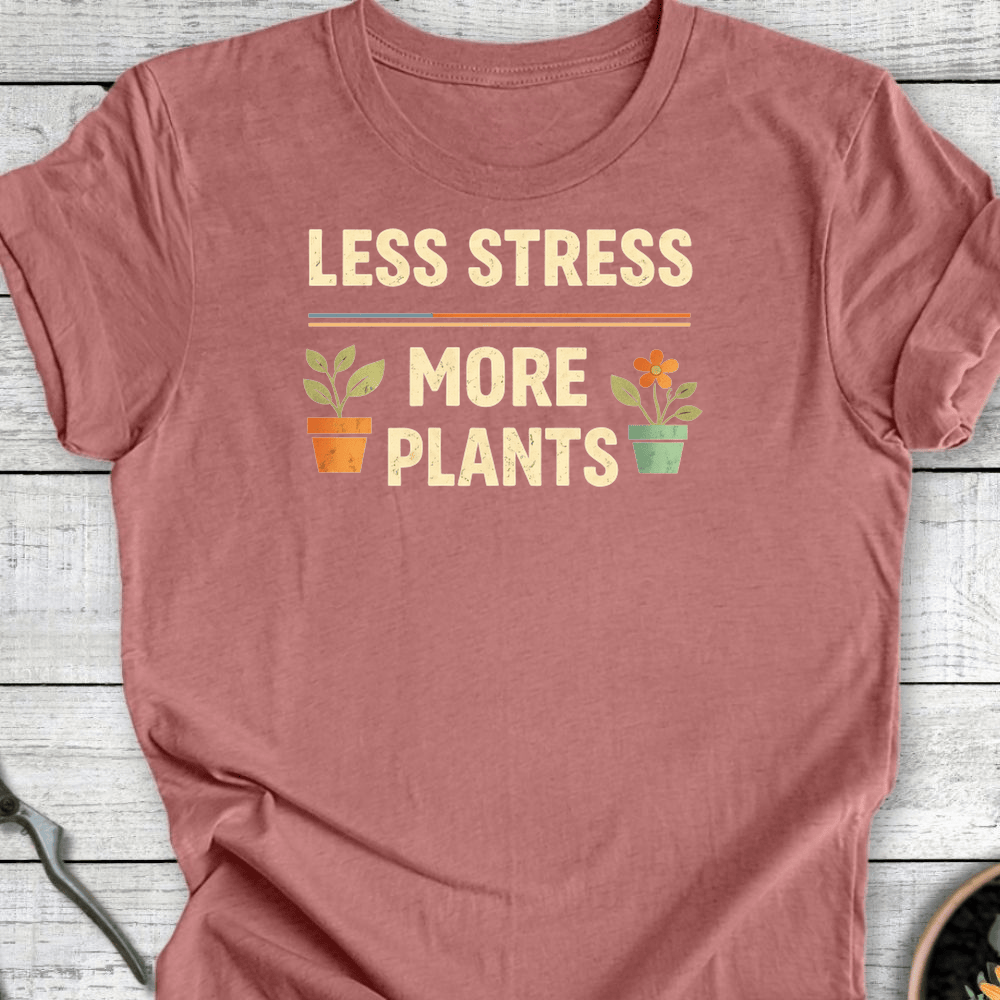 Printify T-Shirt Heather Mauve / S Less Stress T-Shirt