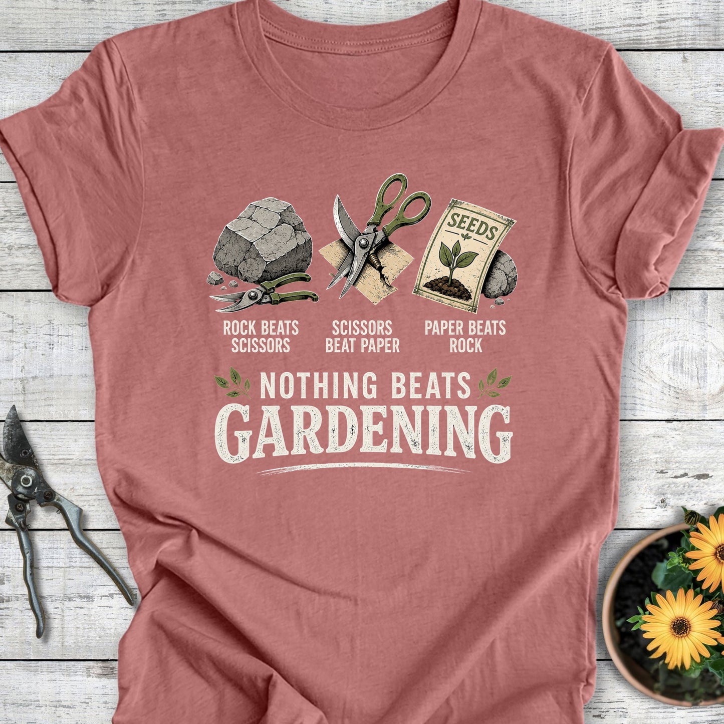 Printify T-Shirt Heather Mauve / S Nothing Beats Gardening T-Shirt