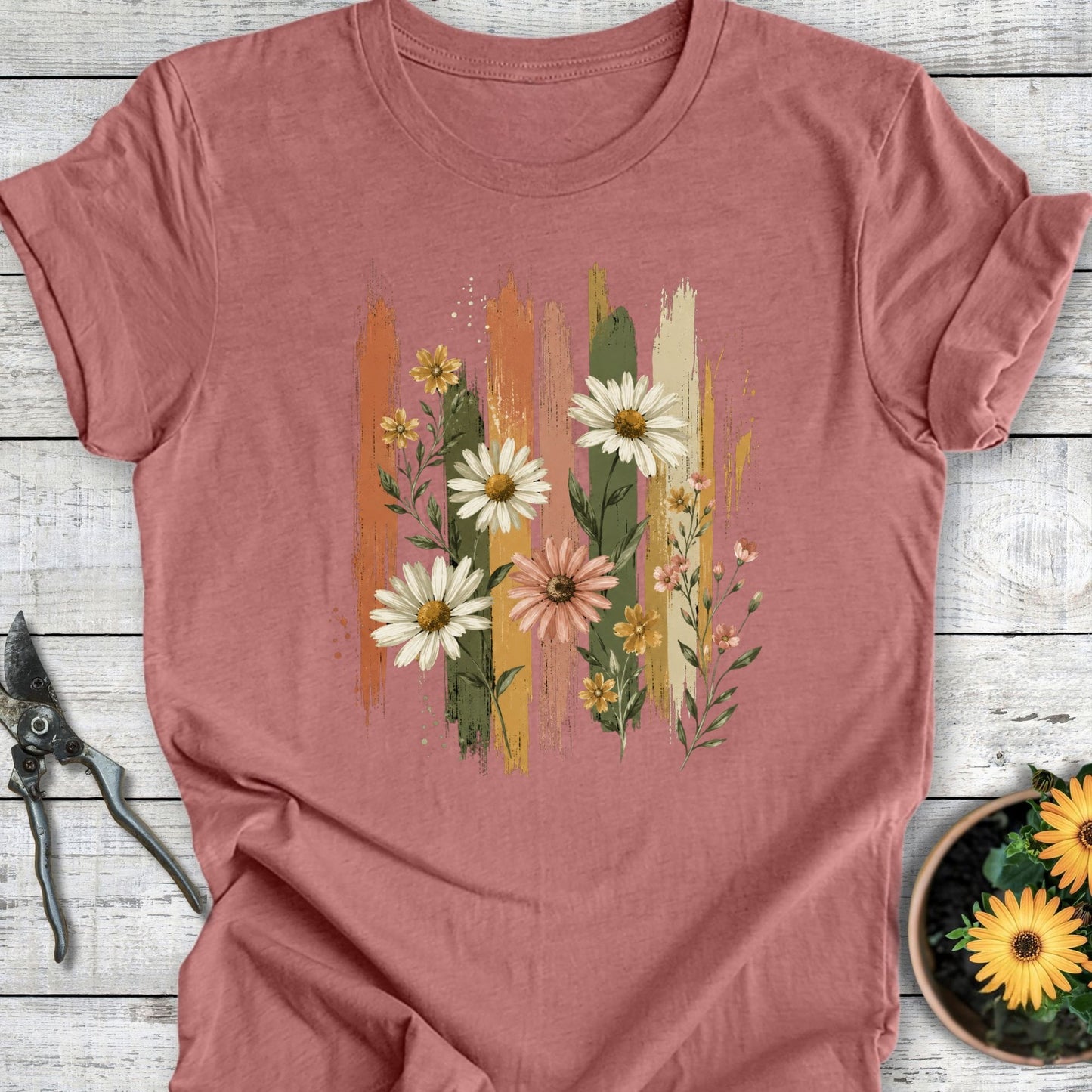 Printify T-Shirt Heather Mauve / S Painted Wildflowers T-Shirt