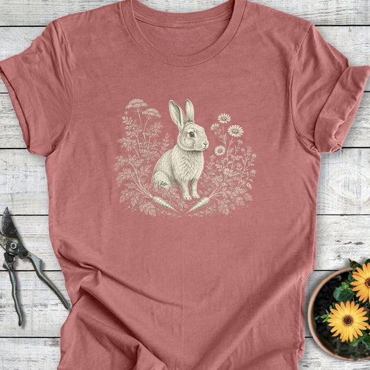 Printify T-Shirt Heather Mauve / S Rabbit in the Garden T-Shirt