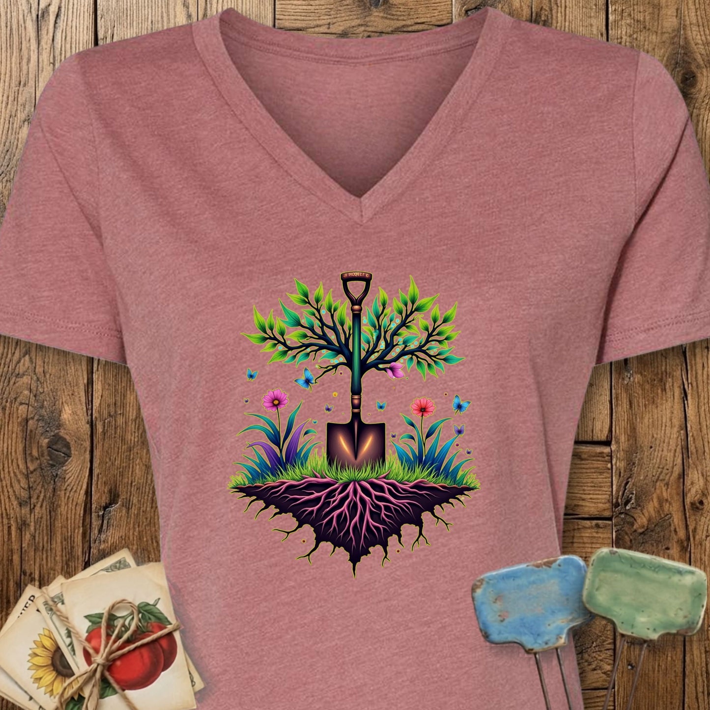 Printify T-Shirt Heather Mauve / S Roots of Growth V-Neck