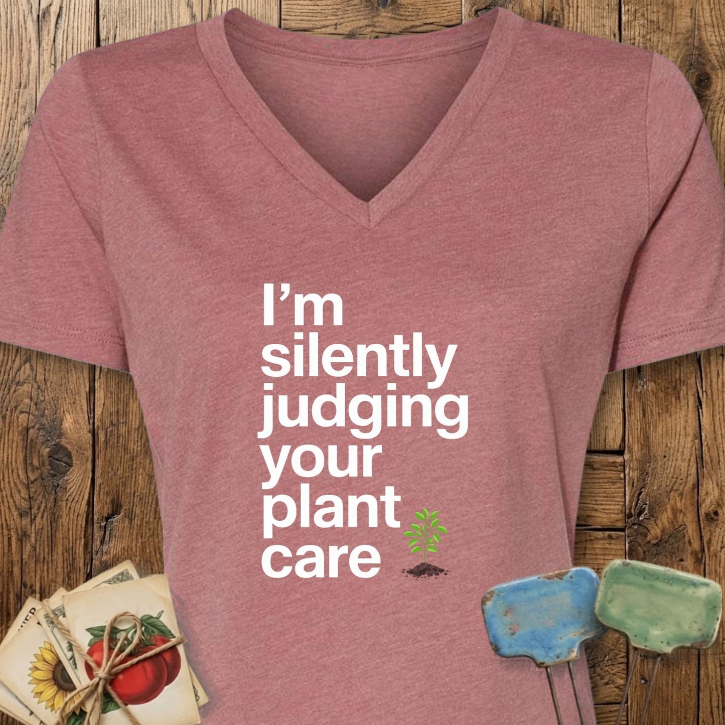 Printify T-Shirt Heather Mauve / S Silently Judging V-Neck