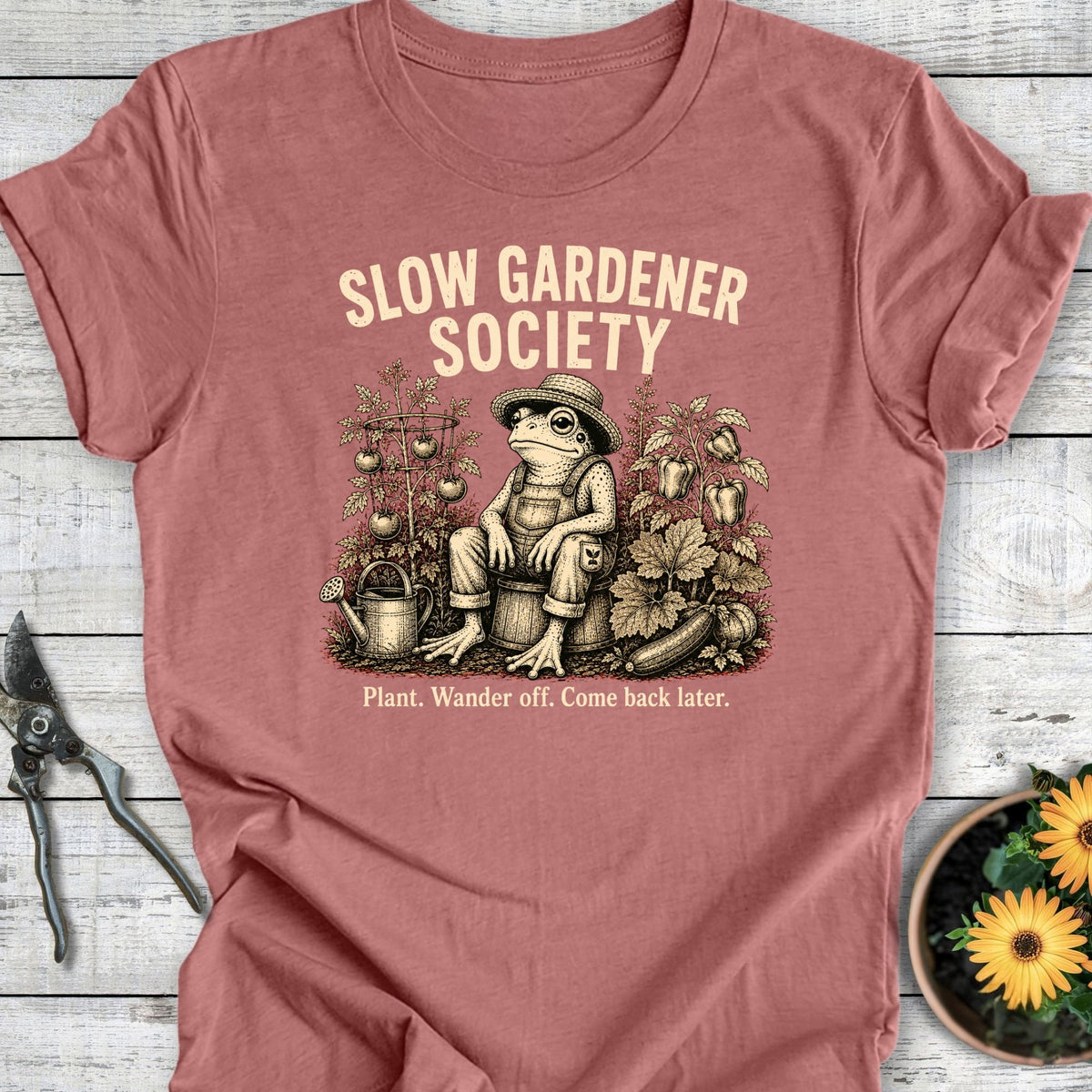 Printify T-Shirt Heather Mauve / S Slow Gardener T-Shirt