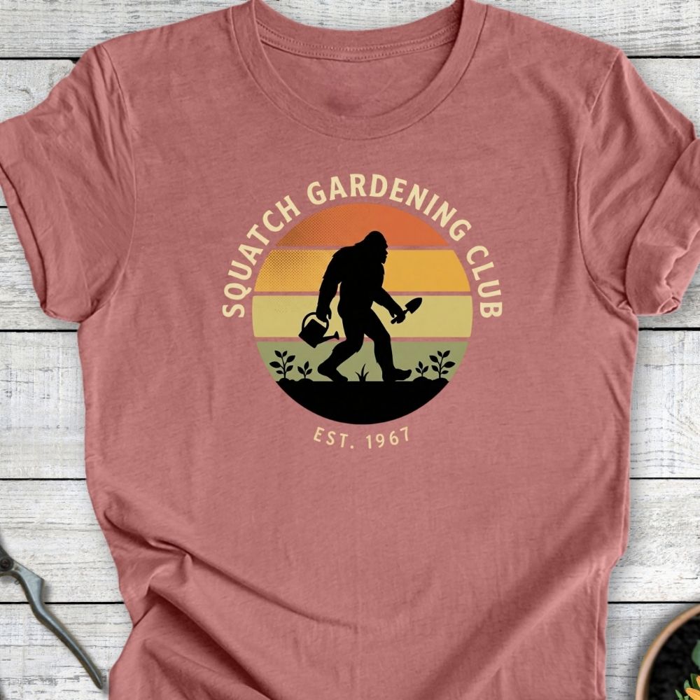 Printify T-Shirt Heather Mauve / S Squatch Gardening Club II T-Shirt