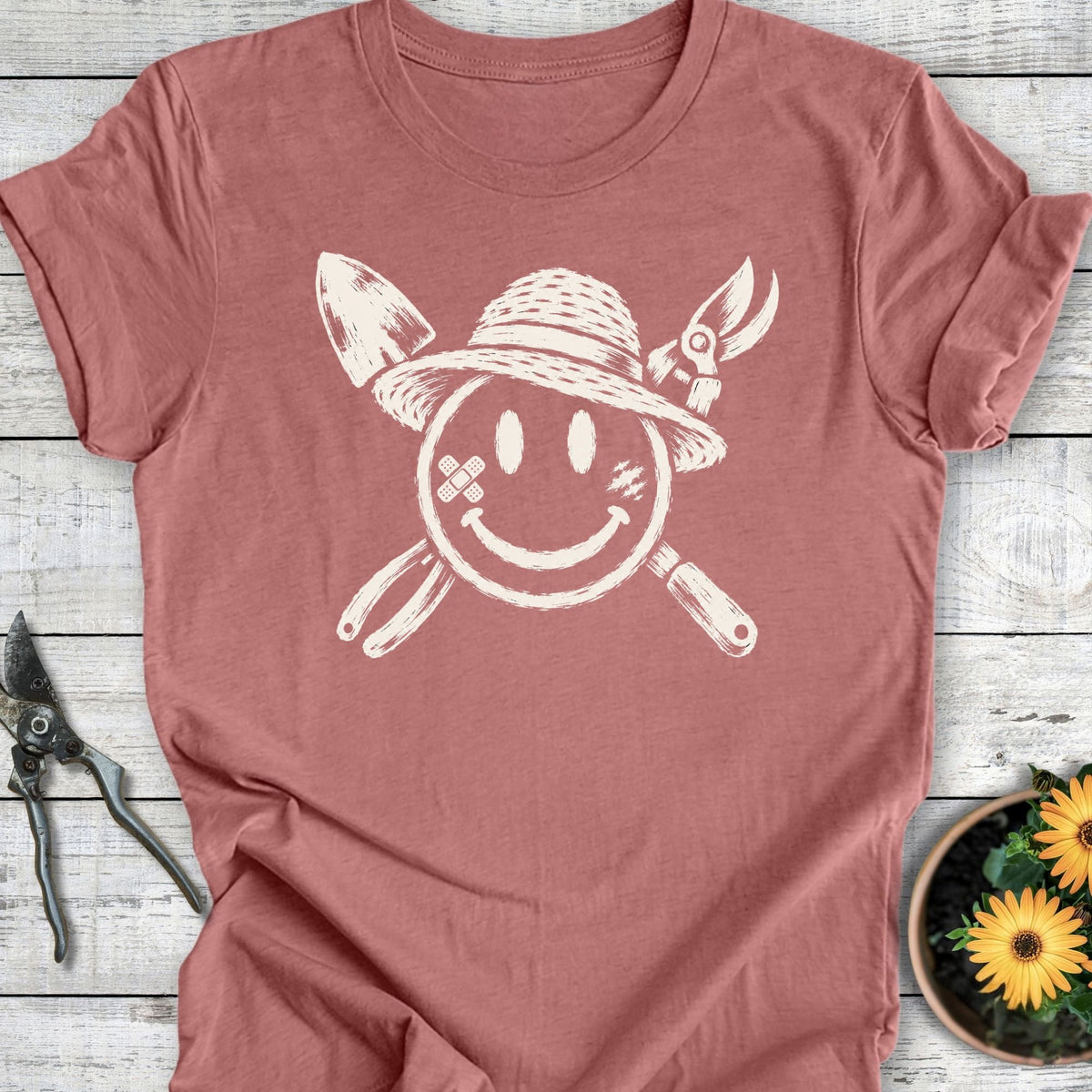 Printify T-Shirt Heather Mauve / S Sun Hat Smiley T-Shirt
