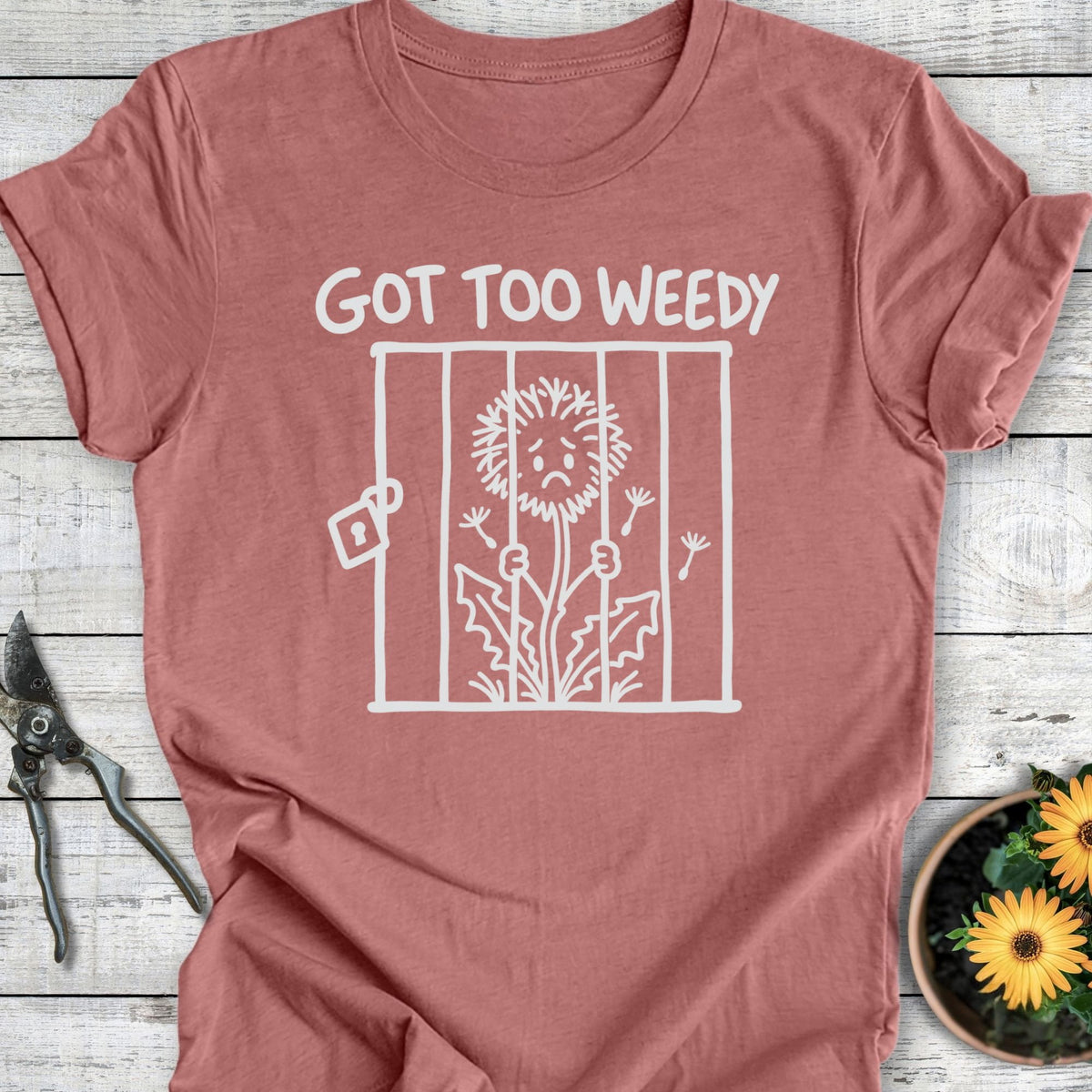 Printify T-Shirt Heather Mauve / S Too Weedy T-Shirt