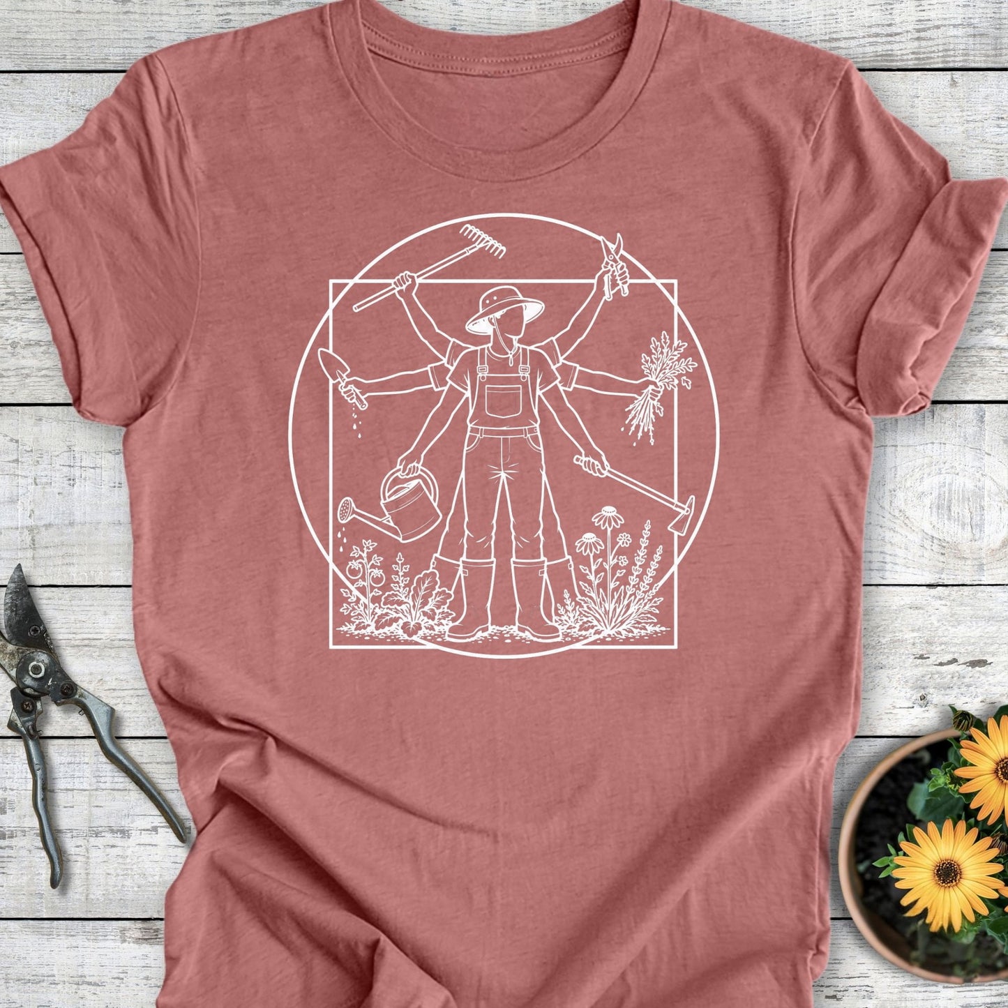 Printify T-Shirt Heather Mauve / S Vitruvian Gardener Male T-Shirt