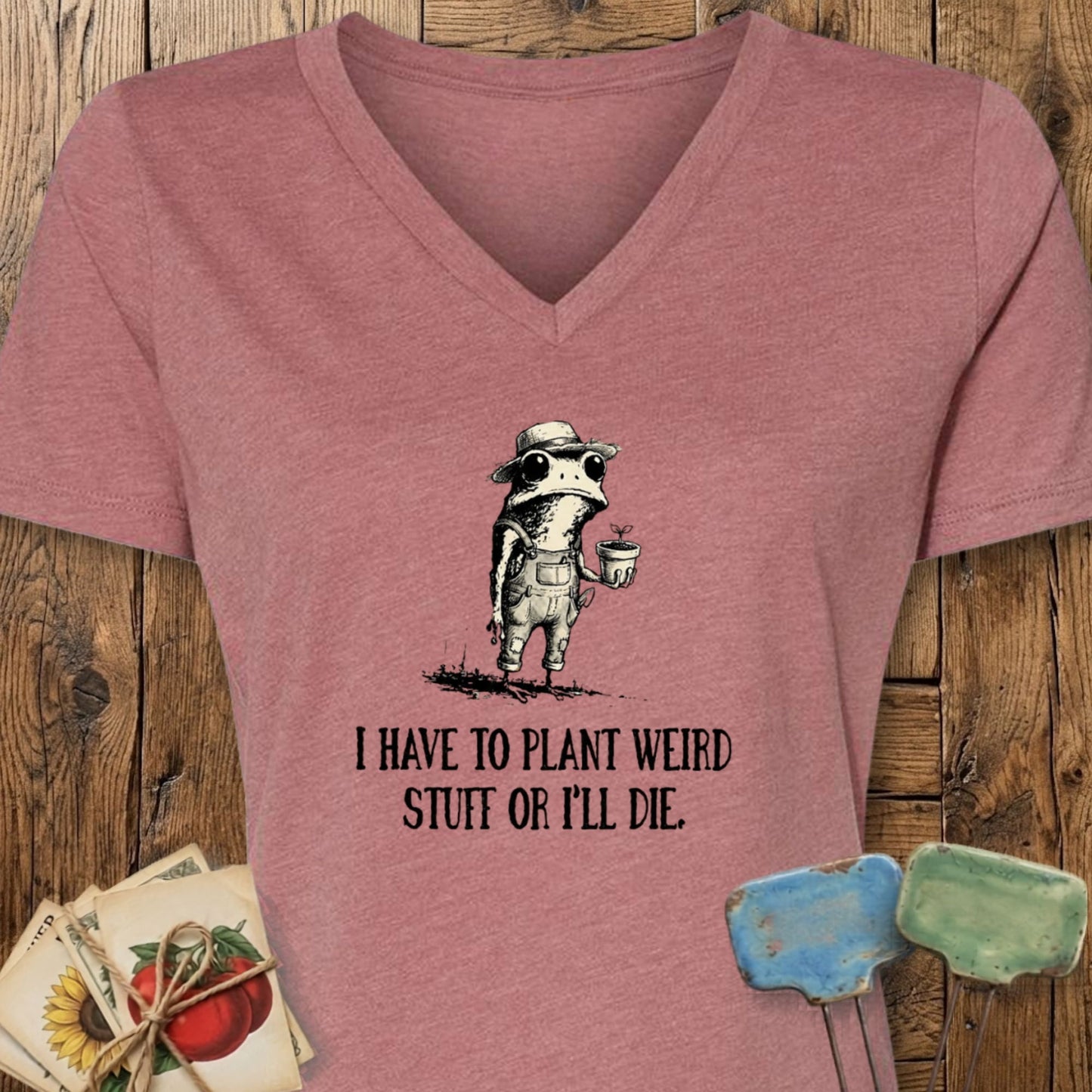 Printify T-Shirt Heather Mauve / S Weird Stuff V-Neck