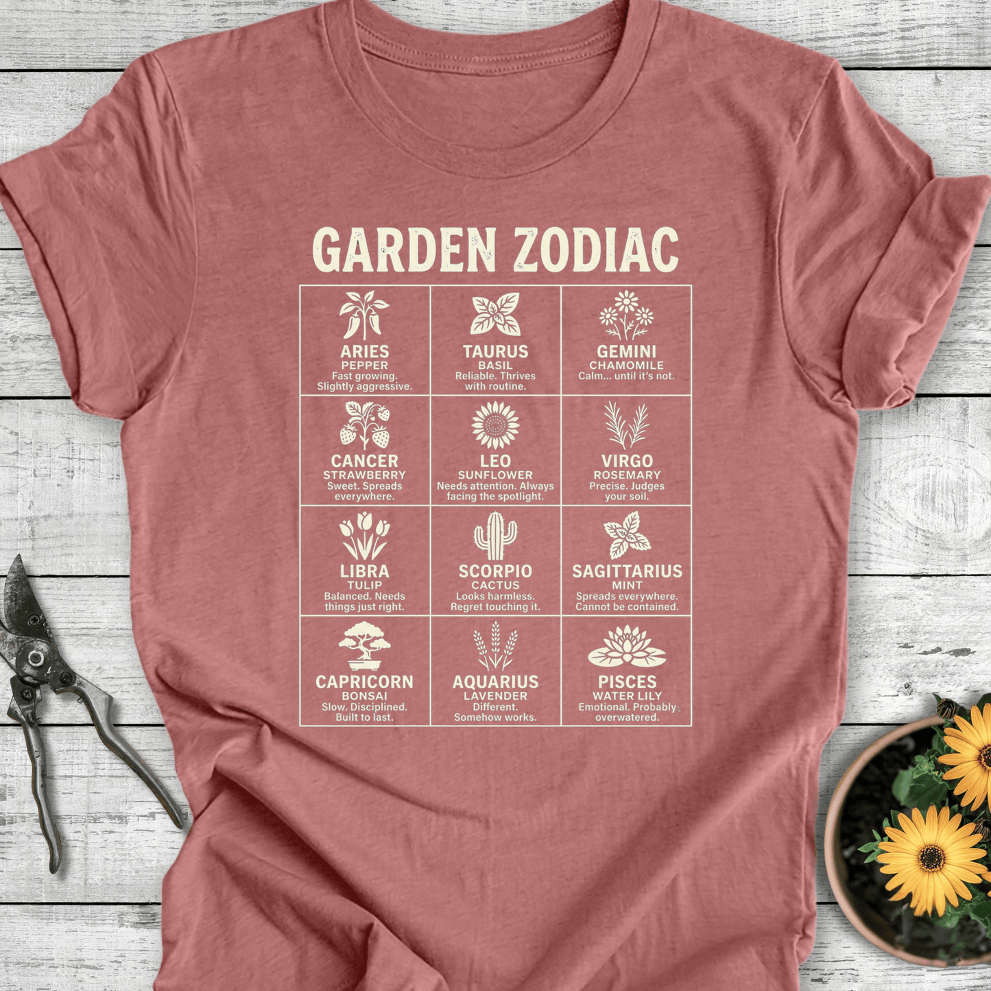 Printify T-Shirt Heather Mauve / S Zodiac T-Shirt