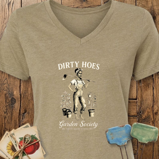 Printify T-Shirt Heather Olive / S Dirty Hoes II V-Neck