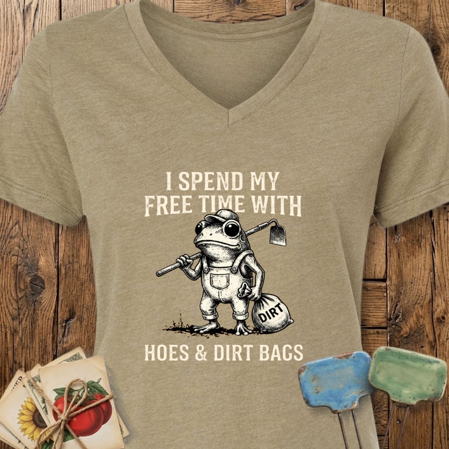 Printify T-Shirt Heather Olive / S Hoes & Dirt Bags V-Neck