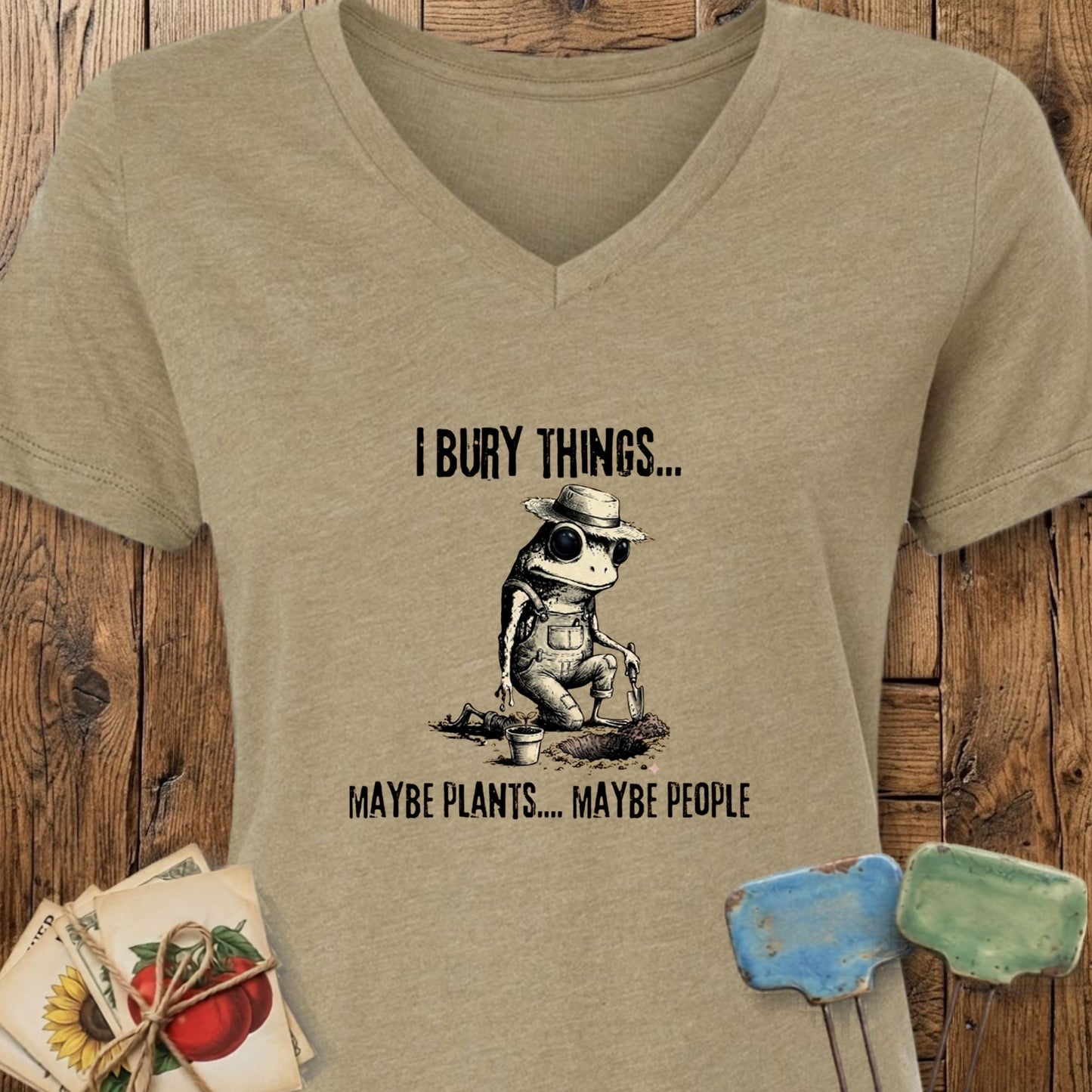 Printify T-Shirt Heather Olive / S I Bury Things V-Neck