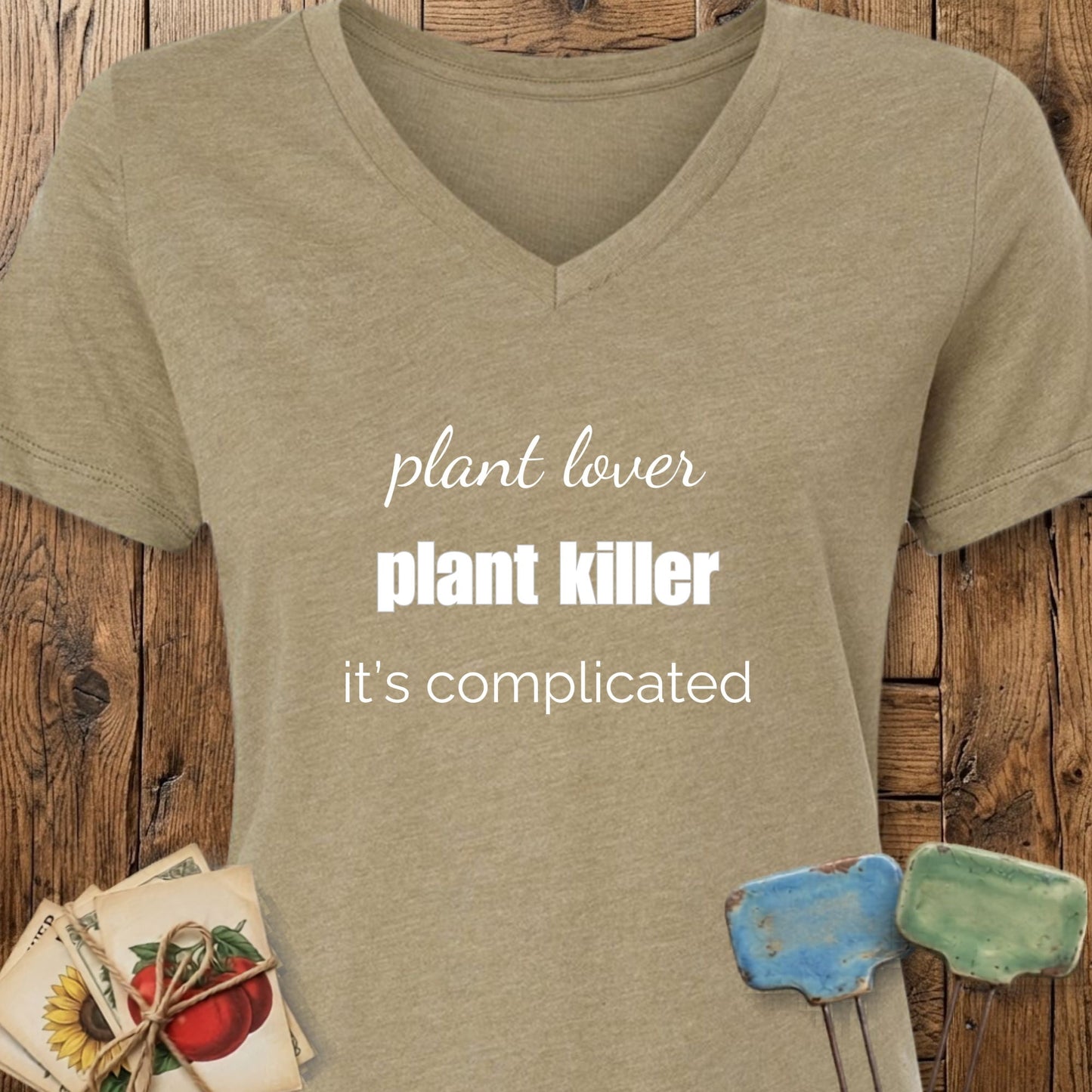 Printify T-Shirt Heather Olive / S It's Complicated V-Neck