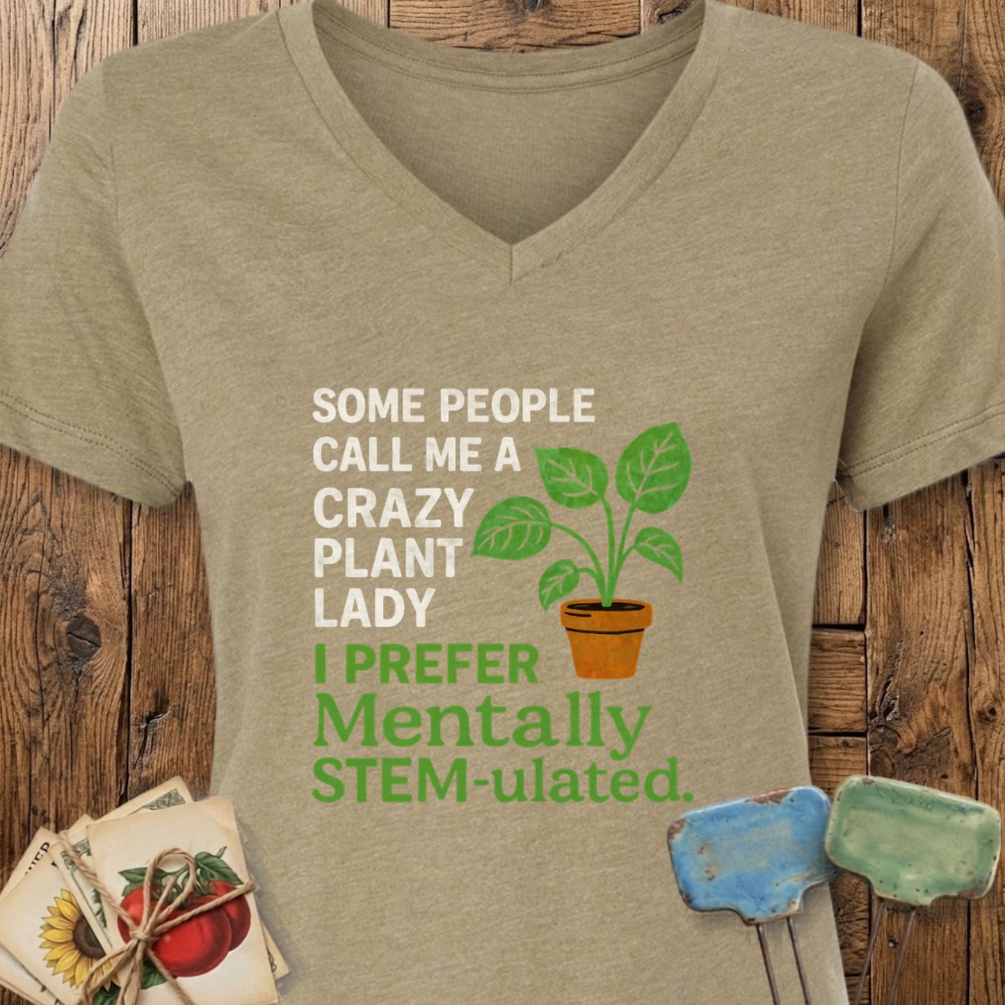 Printify T-Shirt Heather Olive / S Mentally STEM-ulated V-Neck