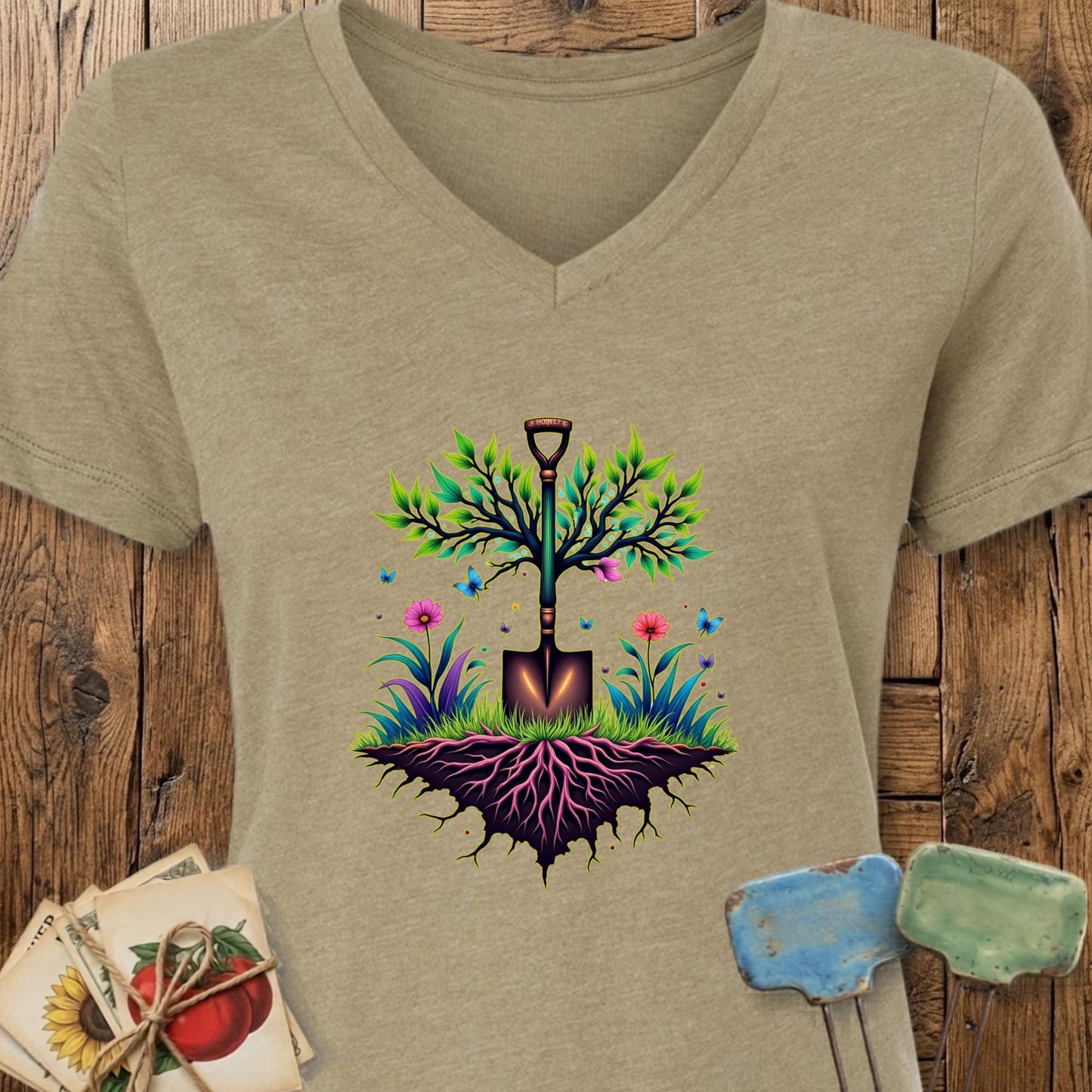 Printify T-Shirt Heather Olive / S Roots of Growth V-Neck