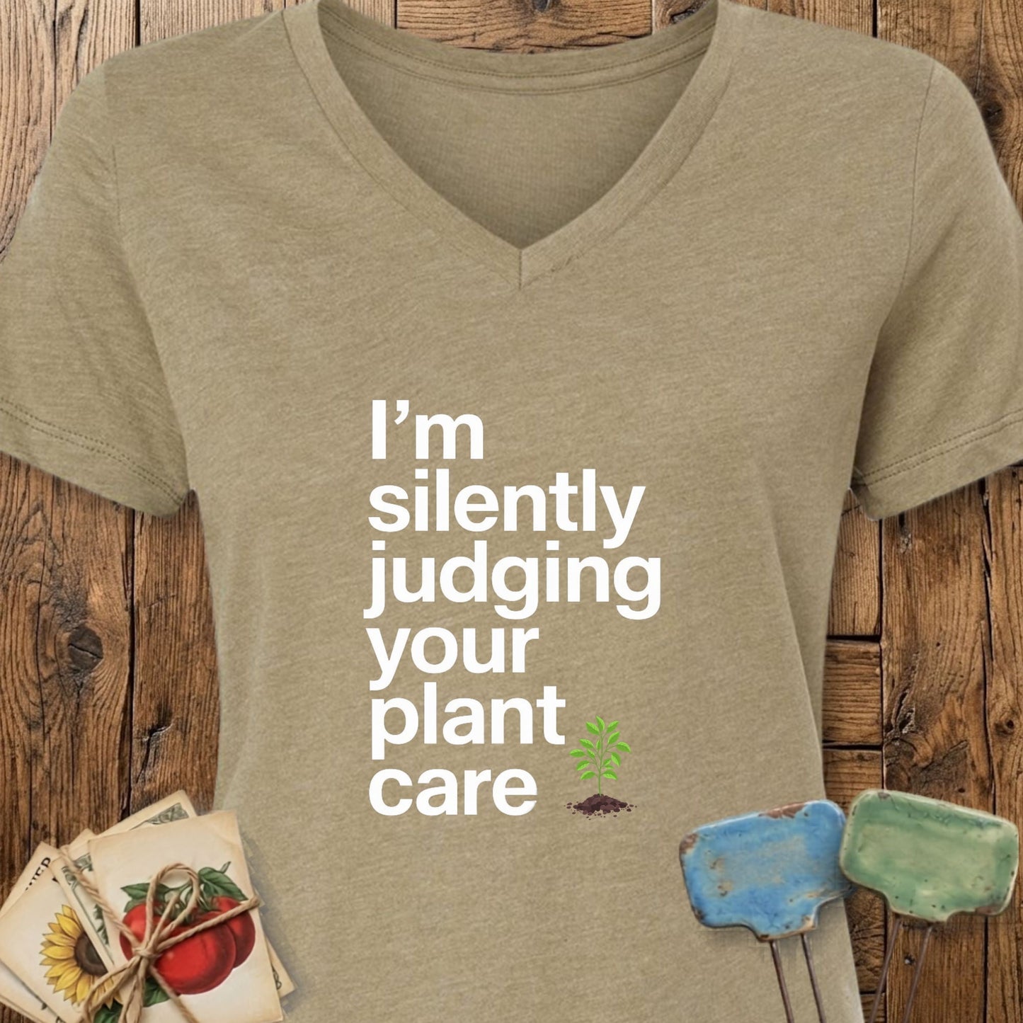 Printify T-Shirt Heather Olive / S Silently Judging V-Neck