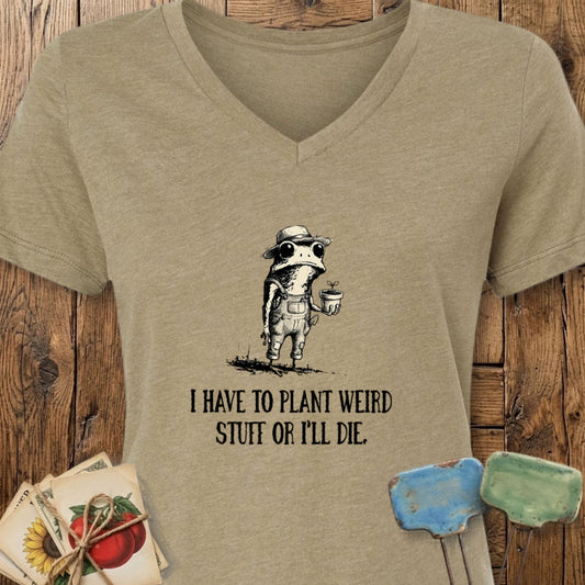 Printify T-Shirt Heather Olive / S Weird Stuff V-Neck