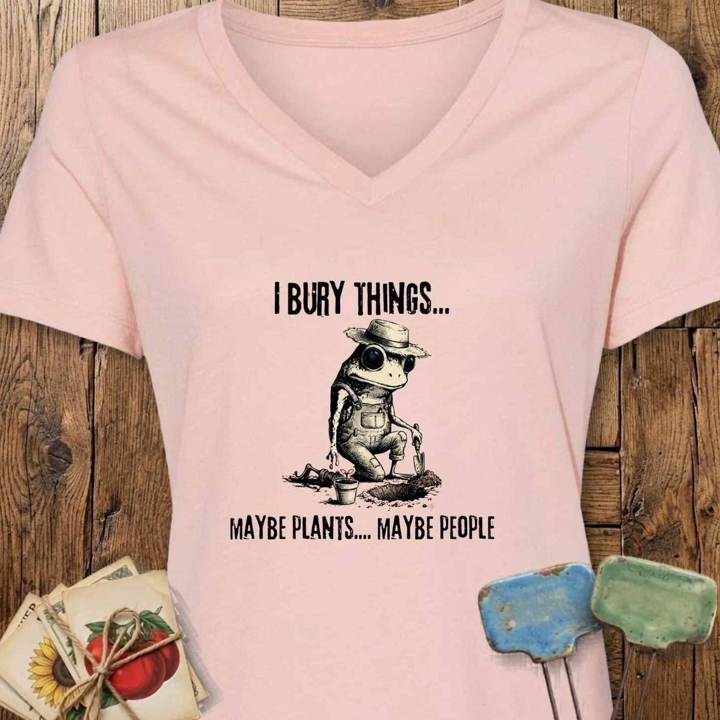 Printify T-Shirt Heather Peach / S I Bury Things V-Neck