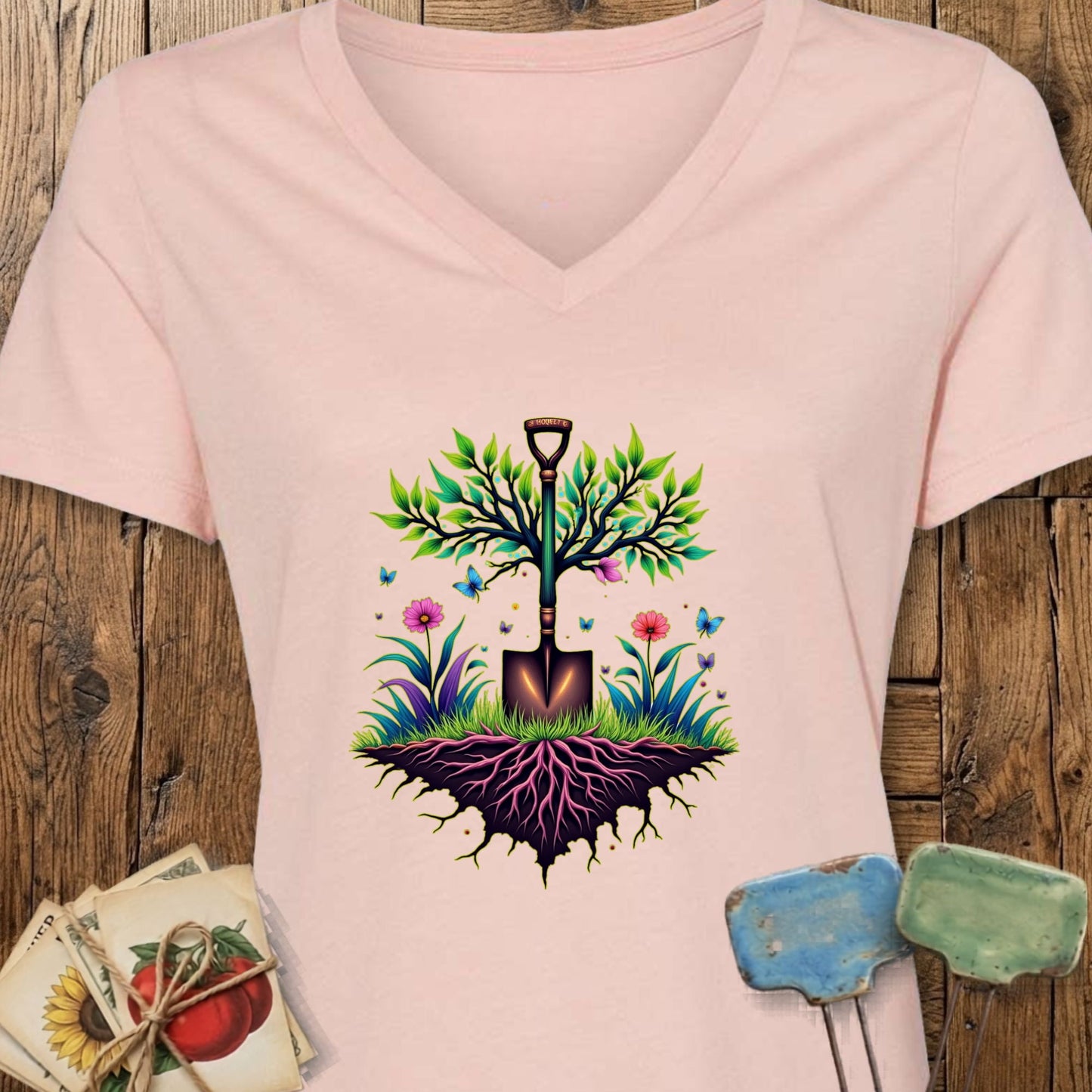 Printify T-Shirt Heather Peach / S Roots of Growth V-Neck