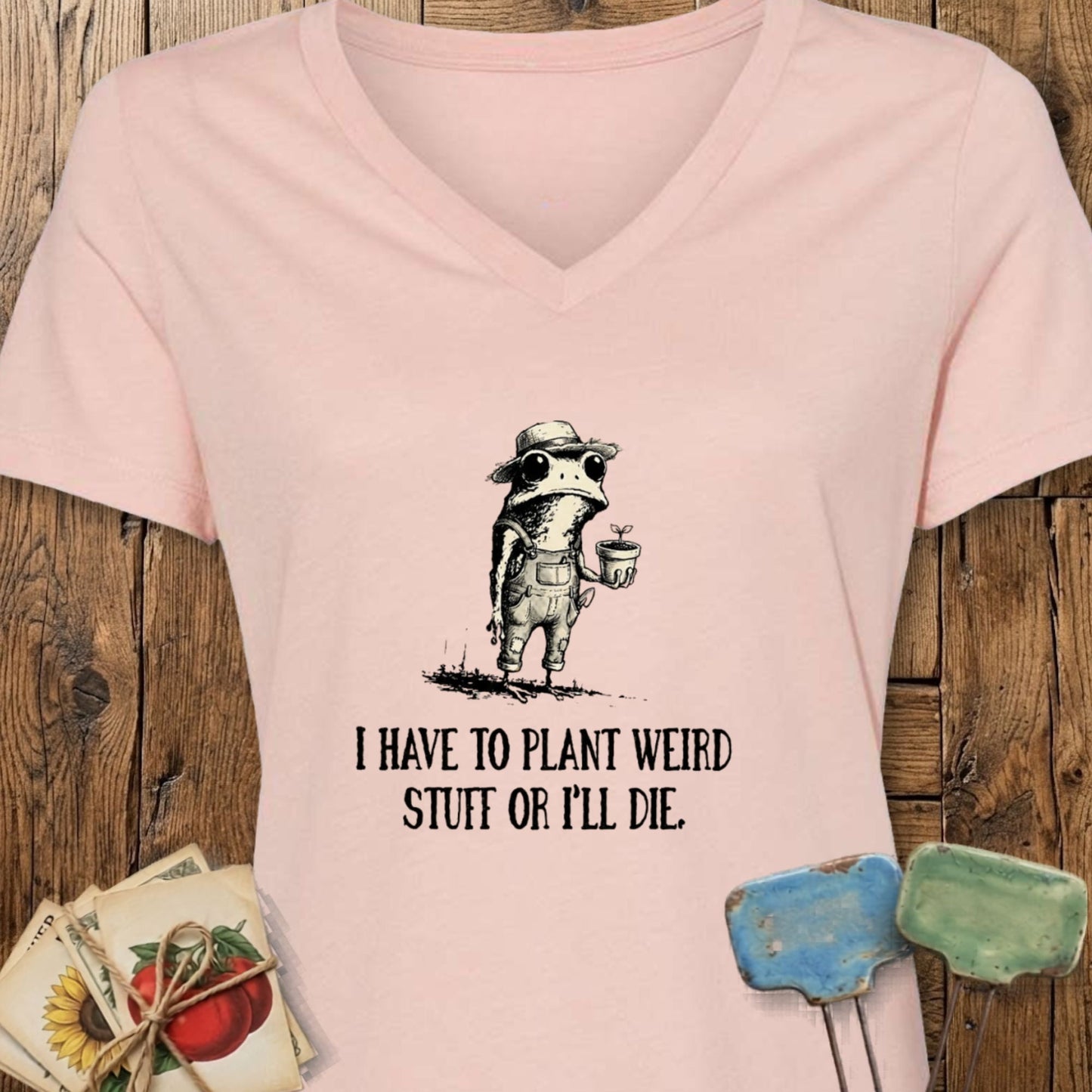 Printify T-Shirt Heather Peach / S Weird Stuff V-Neck