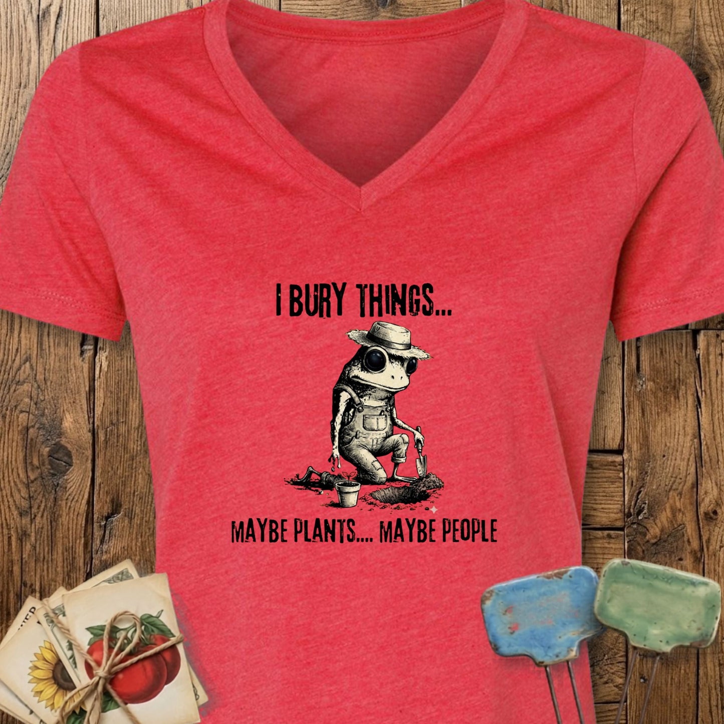 Printify T-Shirt Heather Red / S I Bury Things V-Neck