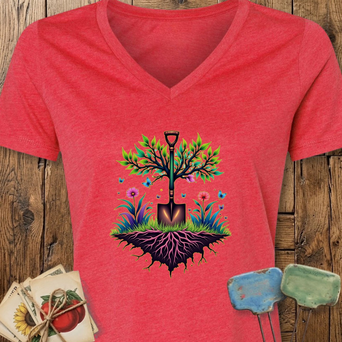 Printify T-Shirt Heather Red / S Roots of Growth V-Neck