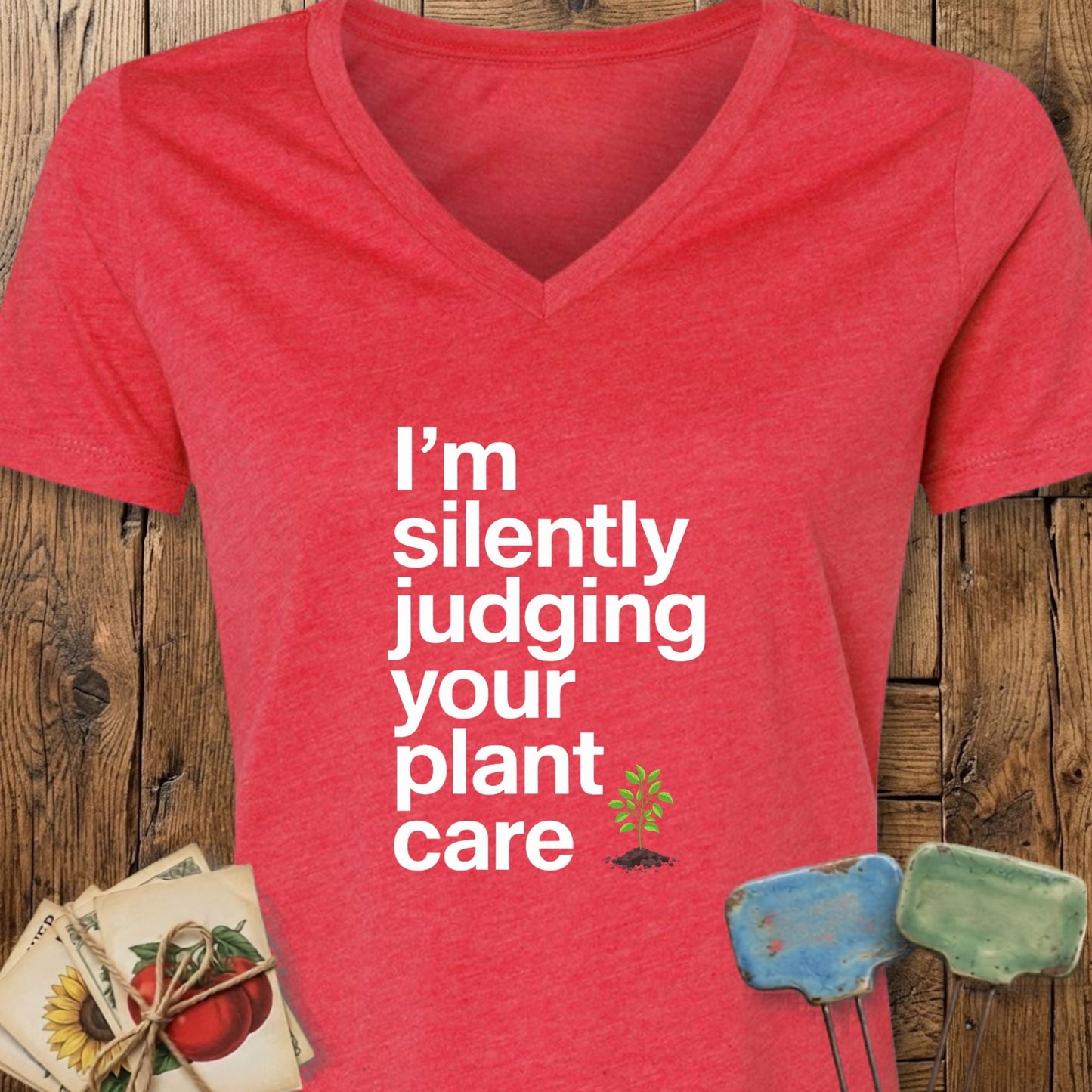Printify T-Shirt Heather Red / S Silently Judging V-Neck