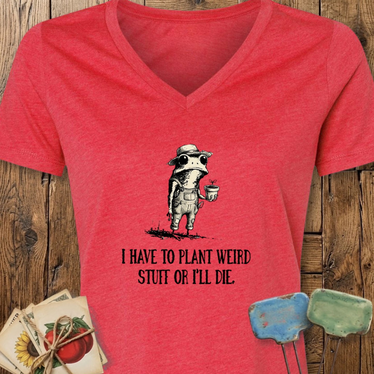 Printify T-Shirt Heather Red / S Weird Stuff V-Neck