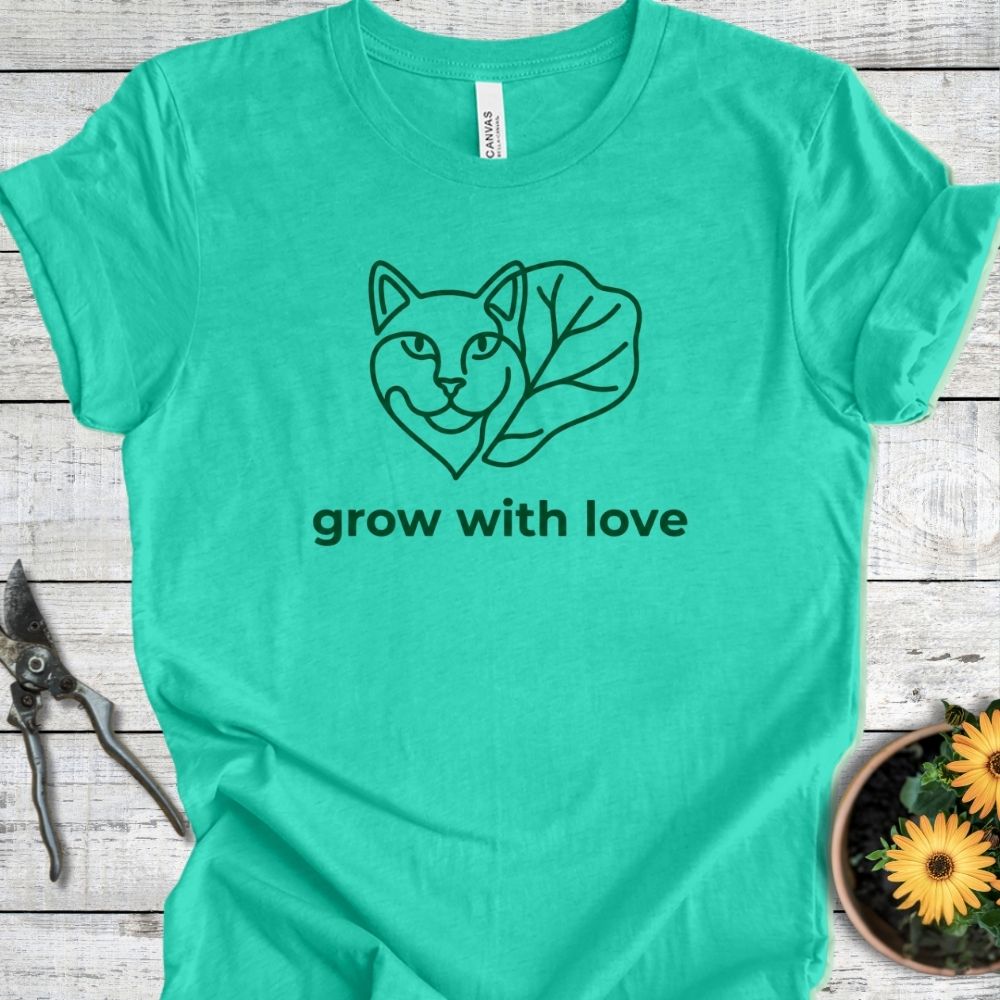 Printify T-Shirt Heather Sea Green / S Cat Love T-Shirt