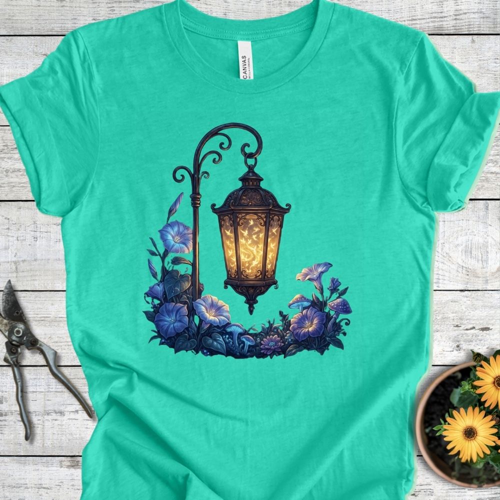 Printify T-Shirt Heather Sea Green / S Garden Lantern T-Shirt