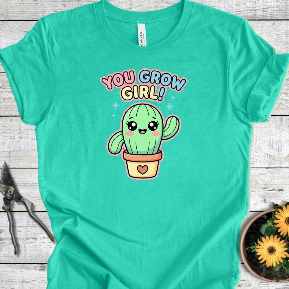 Printify T-Shirt Heather Sea Green / S You Grow Girl T-Shirt
