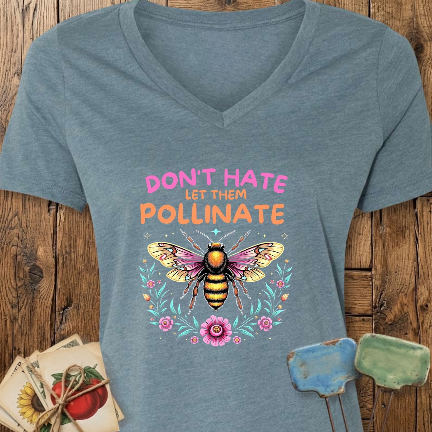 Printify T-Shirt Heather Slate / S Don't Hate V-Neck