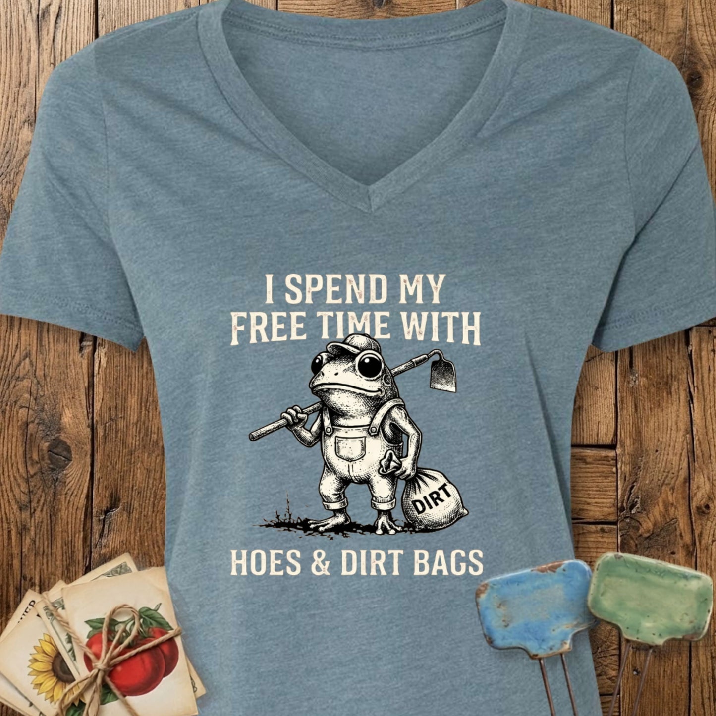 Printify T-Shirt Heather Slate / S Hoes & Dirt Bags V-Neck