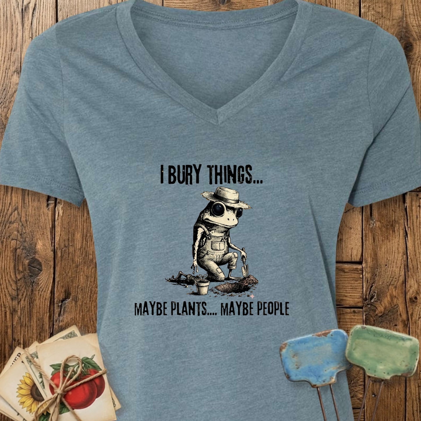 Printify T-Shirt Heather Slate / S I Bury Things V-Neck