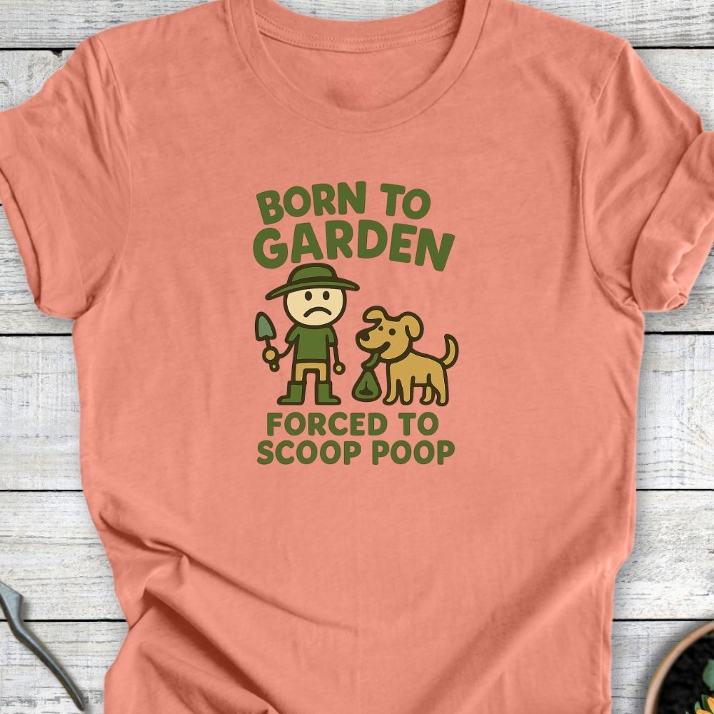 Printify T-Shirt Heather Sunset / S Born to Garden – Dog Duties